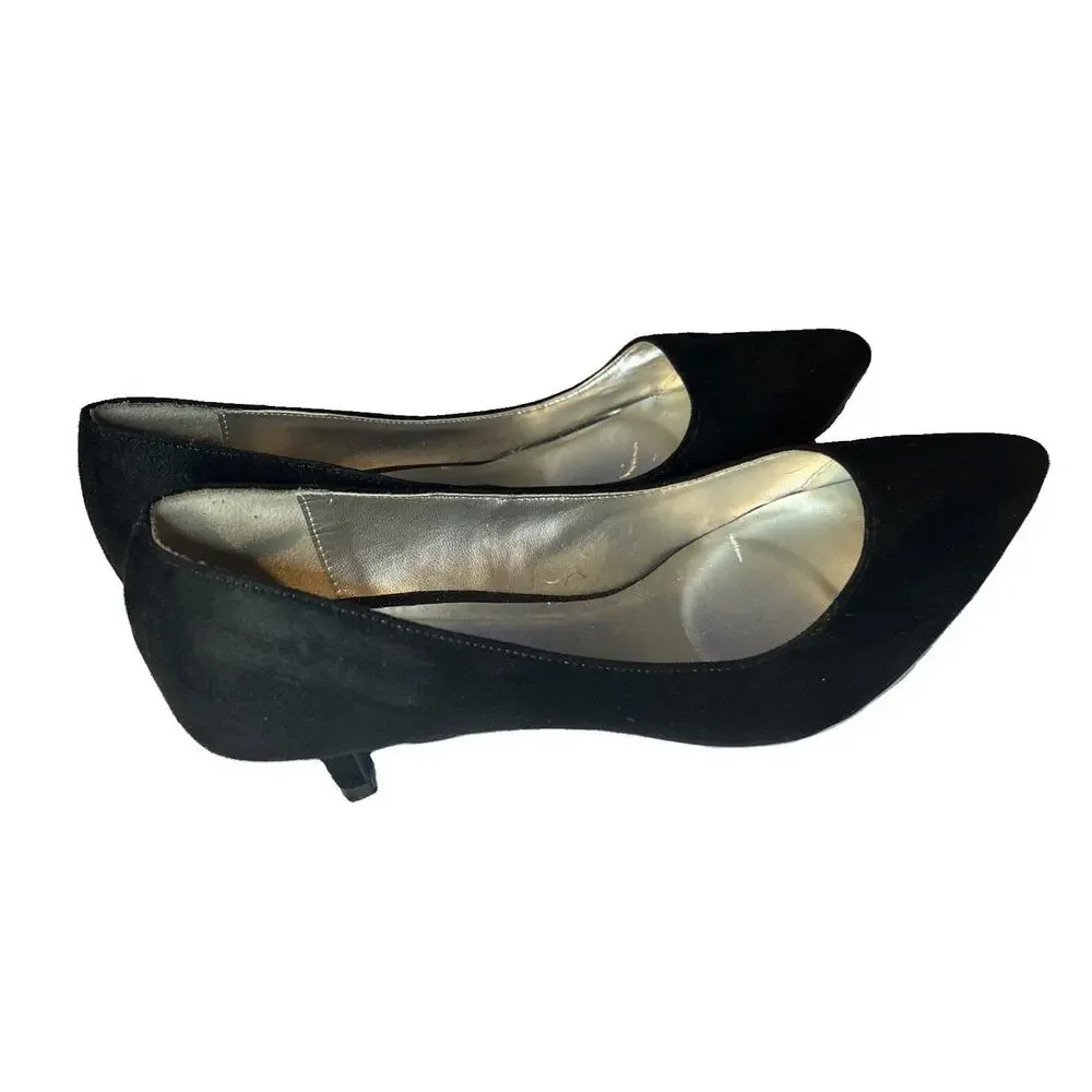 Xappeal Women’s Black Faux Suede Pointed Toe Pumps Classic Heels Size 9.5
